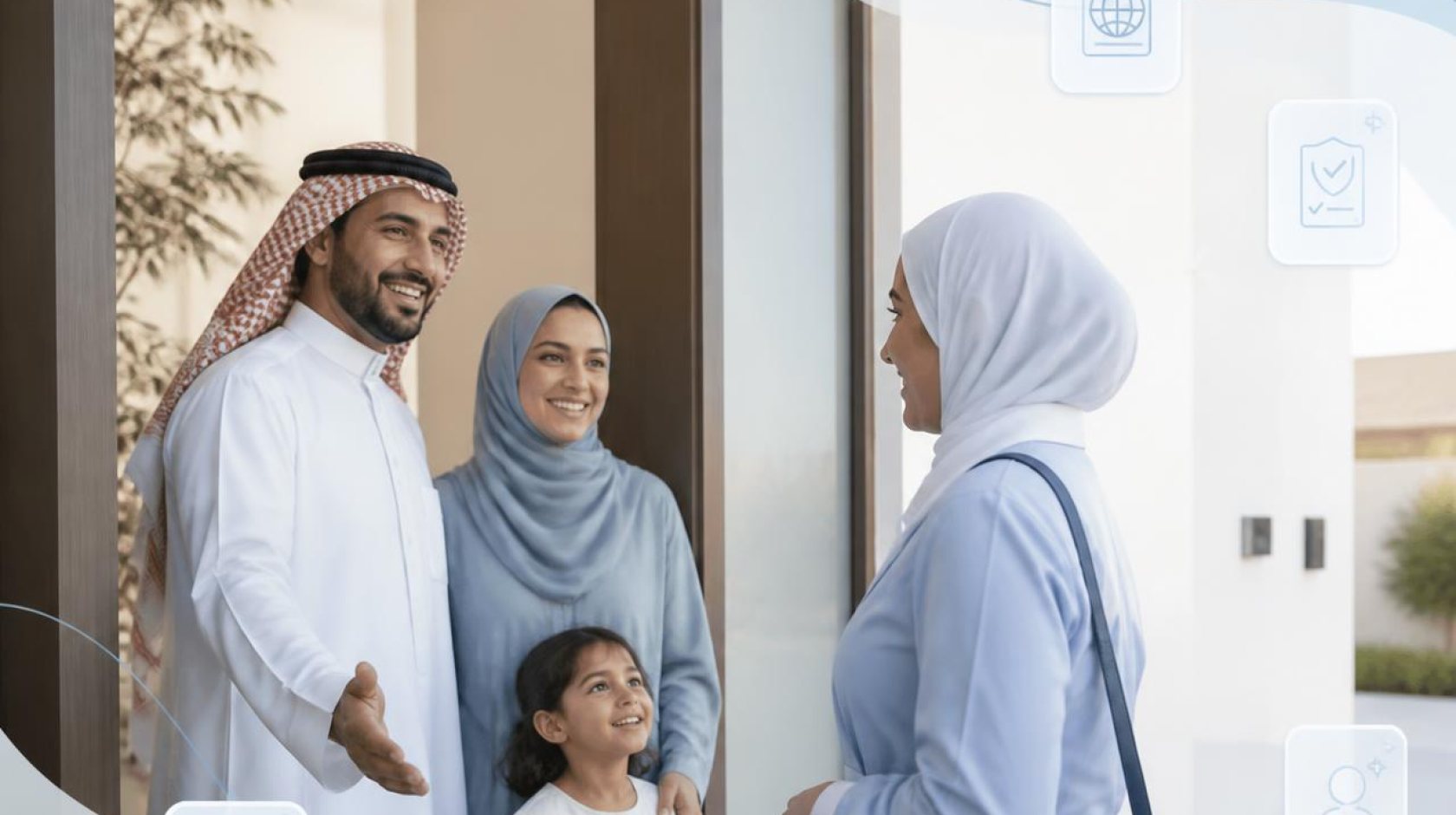 أسرة سعودية تستقبل العاملة عند باب المنزل